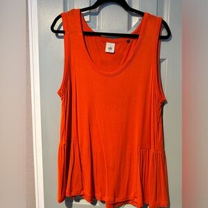 CAbi Orange Hangout Peplum Hem Tank Top
